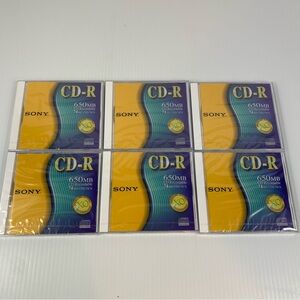 Sony CD-R Blank CD Recordable 650 MB 74 Min CDQ-74CN Lot of 6 Jewel Case New